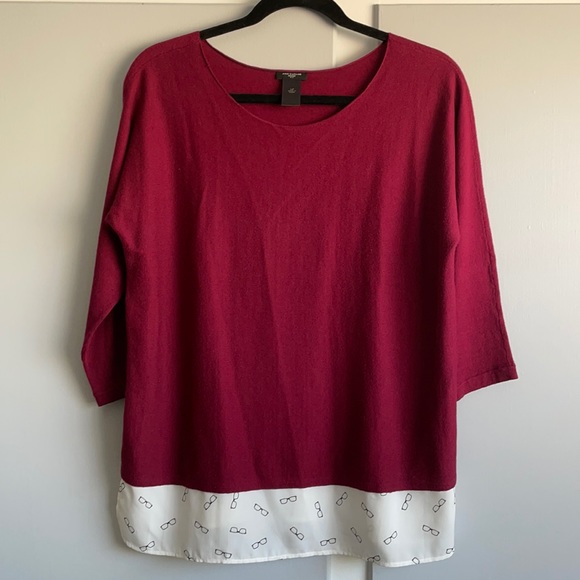 Ann Taylor Petite LP Burgundy Knit Blouse - Picture 1 of 4